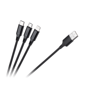 Tabletit ja tarvikkeet // USB-kaapelit // Kabel USB 3w1 microUSB, USB typu C, Lightning 100 cm