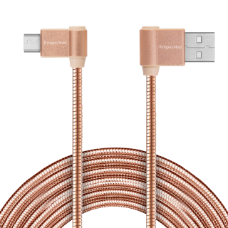 Planšetdatori un aksesuāri // USB Kabeļi // Kabel USB - wtyk kątowy typu C  1m 3A Kruger&amp;Matz
