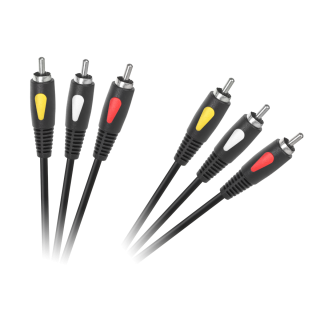Koaksiālo kabeļi 75 Ohm, 50 Ohm un Televīzijas aksesuāri // HDMI, DVI, Audio savienotājkabeļi un aksesuāri // Kabel 3RCA-3RCA 1.0m Cabletech Eco-Line