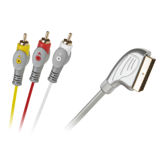 Koaksialinių kabelių sistemos // HDMI, DVI, AUDIO jungiamieji laidai ir priedai // Kabel Euro-3RCA 1.5m srebrny łezka blister