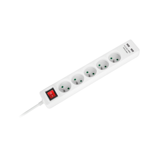 Electric Materials // Power strips, splitters, and UK/US adapters // Przedłużacz sieciowy Rebel 5 gniazd + 2 gniazda USB z wyłącznikiem- 3m
