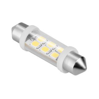 Apgaismojums LED // Auto spuldzes // Zarówka samochodowa LED 12V 10*40, 6xSMD  Sv8.5,  biała