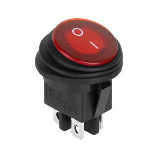 Electric Materials // Сlearance sale // Złącze przełącznik kołyskowy okrągły 0-1 czerwony 4 piny IP65
