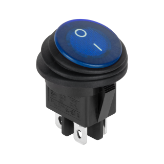 Electric Materials // Сlearance sale // Złącze przełącznik kołyskowy okrągły 0-1 niebieski 4 piny IP65