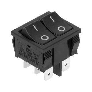 Electric Materials // Сlearance sale // Złącze przełącznik prostokątny podwójny 0-1 6A czarny