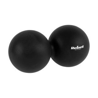 Skaistumkopšanas un personiskās higiēnas produkti // Masāžas ierīces // Duoball podwójna piłka do masażu 6.2cm, kolor czarny, materiał silikon, REBEL ACTIVE