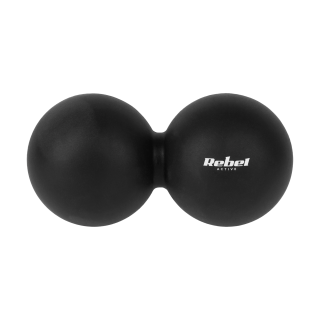 For sports and active recreation // Sport Equipment // Duoball podwójna piłka do masażu 6.2cm, kolor czarny, materiał silikon, REBEL ACTIVE
