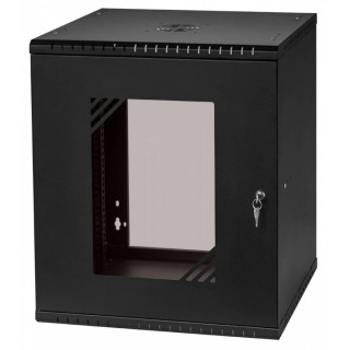 Stalflex Komutācijas skapis 19" 12U  450mm  stikla durvis  melns RC19-12U-450GB