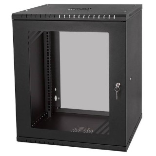 Stalflex Komutācijas skapis 19" 12U  600mm  stikla durvis  melns RC19-12U-600GB
