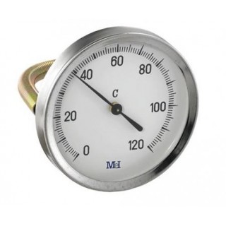 Termometrs ar atsperi D63,0-120°C, horizontāls Termometrs ar atsperi, bimetāla 