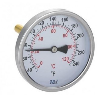 Termometrs D63,0-120°C,1/2",L=50mm, horizontāls Termometrs HVAC, horizontāls