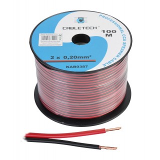 Acoustic audio systems cable and wire. Speaker cable // KAB0387 Kabel głośnikowy CCA 0.20mm czarno-czerwony (rolka 100m)