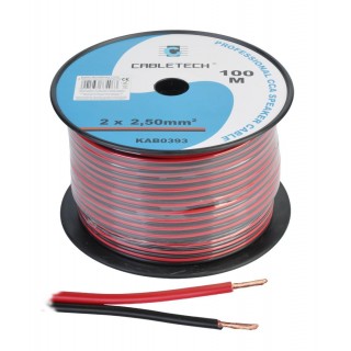 Acoustic audio systems cable and wire. Speaker cable // KAB0393 Kabel głośnikowy CCA 2.5mm czarno-czerwony (rolka 100m)
