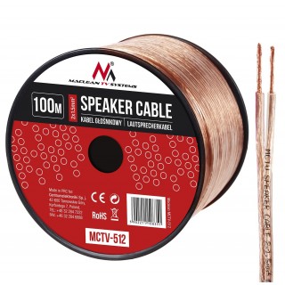 Akustiskais audio sistēmu kabelis un vads. Skaļruņu kabelis // Kabel głośnikowy transparent PVC Maclean, 2*1.5mm2 / 48*0.20 CCA 3,5*7,0mm, 100m, MCTV-512