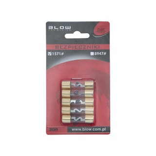 Car and Motorcycle Products, Audio, Navigation, CB Radio // Car Electronics Components : Installation Cables : Fuses : Connectors // 1571#                Samochodowy bezpiecznik szklany 30a blister 5szt