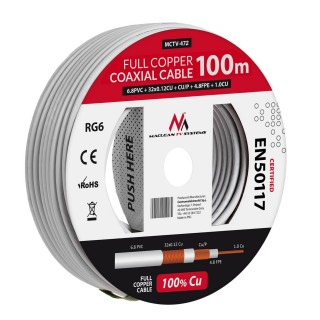 Cables // Coaxial Cables // Kabel  koncentryczny Maclean, Przewód antenowy satelitarny, RG61.02CU+4.8FPE+CU/P+32*0.12CU+6.8PVC, 100M, MCTV-472