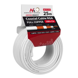 Cables // Coaxial Cables // Kabel  koncentryczny Maclean, Przewód  antenowy satelitarny, RG6 1.02CU+4.8FPE+CU/P+32*0.12CU+6.8PVC, 25M, MCTV-470