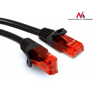 LAN tinklai // Komutaciniai - jungiamieji laidai // Przewód kabel patchcord UTP Maclean, wtyk-wtyk, cat6, 15m, czarny, MCTV-739