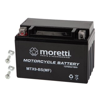 Primary batteries, rechargable batteries and power supply // Battery 12V, 6V, 4V |  lead-acid sealed battery | AGM VRLA // 82-350# Akumulator motocyklowy 12v 8ah mtx9l-bs moretti
