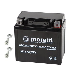 Primary batteries, rechargable batteries and power supply // Battery 12V, 6V, 4V |  lead-acid sealed battery | AGM VRLA // 82-355# Akumulator motocyklowy 12v 6ah mtz7s moretti