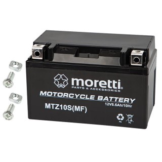 Primary batteries, rechargable batteries and power supply // Battery 12V, 6V, 4V |  lead-acid sealed battery | AGM VRLA // 82-356# Akumulator motocyklowy 12v 8.6ah mtz10s moretti