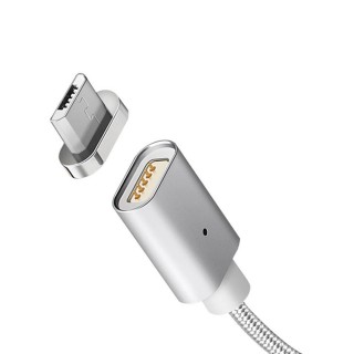 Planšetdatori un aksesuāri // USB Kabeļi // Kabel micro USB magnetyczny silver Maclean Energy MCE160 - Quick & Fast Charge