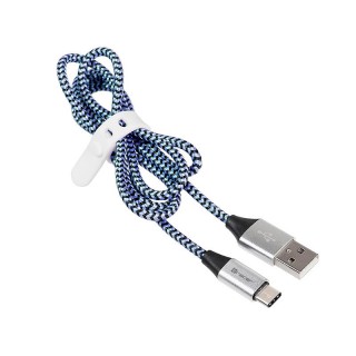 Planšetdatori un aksesuāri // USB Kabeļi // Kabel TRACER USB 2.0 TYPE-C A Male - C Male 1,0m czarno-niebieski