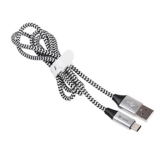 Planšetdatori un aksesuāri // USB Kabeļi // Kabel TRACER USB 2.0 TYPE-C A Male - C Male 1,0m czarno-srebrny