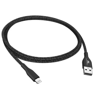 Planšetdatori un aksesuāri // USB Kabeļi // Kabel USB lightning MFi Apple (Made for iPhone / iPod / iPad) Maclean, 2.4A, 1m, czarny, MCE845B