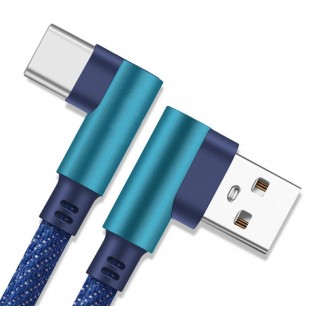 Planšetdatori ir planšetinių kompiuterių priedai // USB Kabeliai // KK21U Kabel usb - usb c  kątowy blue