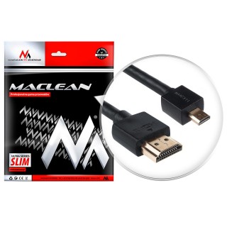 Koaksiālo kabeļi 75 Ohm, 50 Ohm un Televīzijas aksesuāri // HDMI, DVI, Audio savienotājkabeļi un aksesuāri // Przewód  Maclean, HDMI-microHDMI, SLIM, v1.4, A-D, 1m, MCTV-721