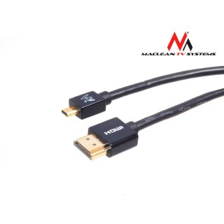 Koaksialinių kabelių sistemos // HDMI, DVI, AUDIO jungiamieji laidai ir priedai // Przewód Maclean, HDMI-microHDMI, ULTRA SLIM, v1.4, A-D, 2m, MCTV-722