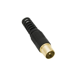 Coaxial cable networks // Connectors, accessories and tools for coaxial cables // 1056#                Wtyk antenowy prosty czarny złoty długi