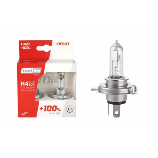 Car and Motorcycle Products, Audio, Navigation, CB Radio // Bulbs and lights for cars // 01402 Zestaw żarówek halogenowych H4 12V 60/55W LumiTec Silver +100% Duo Box
