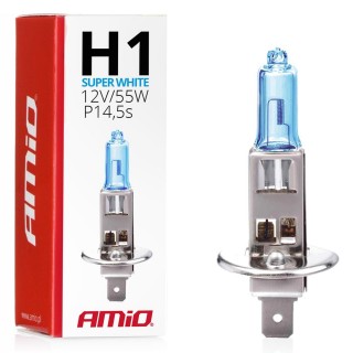 LED Lighting // Light bulbs for CARS // Żarówka halogenowa h1 12v 55w super white amio-01489