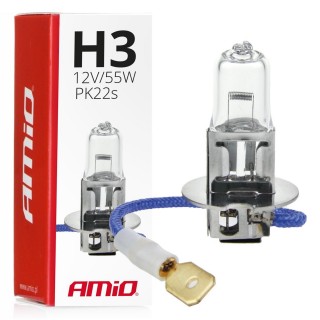 LED Lighting // Light bulbs for CARS // Żarówka halogenowa h3 12v 55w filtr uv (e4) amio-01478