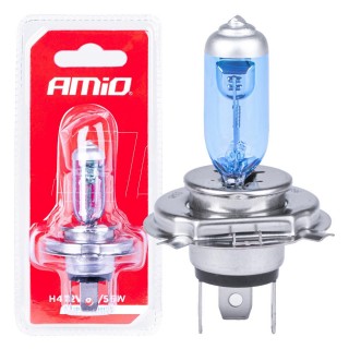 Car and Motorcycle Products, Audio, Navigation, CB Radio // Bulbs and lights for cars // Żarówka halogenowa h4 12v 60/55w super white 1szt. blister amio-03362