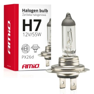 Apgaismojums LED // Auto spuldzes // Żarówka halogenowa h7 12v 55w filtr uv (e4) amio-01156
