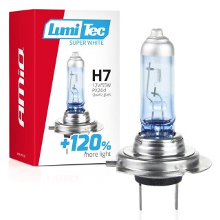 LED Lighting // Light bulbs for CARS // Żarówka halogenowa h7 12v 55w lumitec super white +120% amio-02138