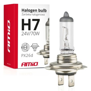 LED Lighting // Light bulbs for CARS // Żarówka halogenowa h7 24v 70w filtr uv (e4) amio-01252