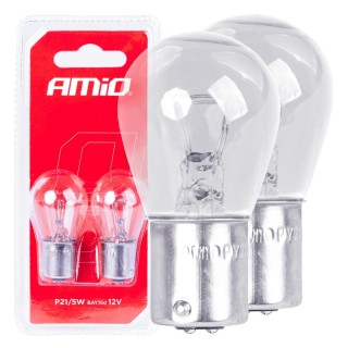 Car and Motorcycle Products, Audio, Navigation, CB Radio // Bulbs and lights for cars // Żarówki halogenowe p21/5w bay15d 12v 2szt. blister amio-03353