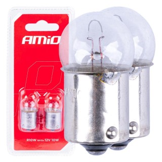 LED valgustus // Light bulbs for CARS // Żarówki halogenowe r10w ba15s 12v 2szt. blister amio-03350