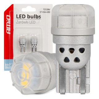 LED-valaistus // Light bulbs for CARS // Żarówki led 360 pure light series standard t10 w5w 3x3020 smd white 12v 24v amio-03725