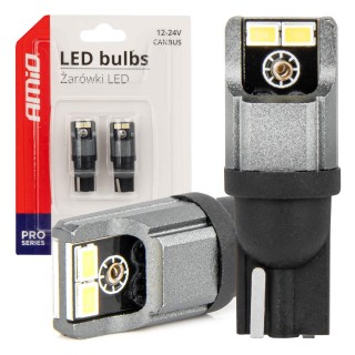 LED valgustus // Light bulbs for CARS // Żarówki led canbus 3020 4smd t10 w5w w10w 12v 24v amio-03717