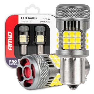 LED-valaistus // Light bulbs for CARS // Żarówki led canbus pro series 1156 ba15s p21w r10w r5w 36x3030 smd fan white 12v 24v amio-03722