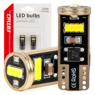 LED-valaistus // Light bulbs for CARS // Żarówki led canbus t10e w5w 3x2055 smd white 12v 24v amio-03720