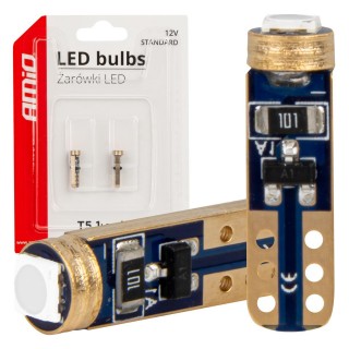LED valgustus // Light bulbs for CARS // Żarówki led standard niebieskie t5 w1w 12v 3030 1led hp amio-03728