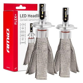 LED-valaistus // Light bulbs for CARS // Żarówki samochodowe led seria flex+ h4/h19 6000k 12v 24v canbus amio-03657