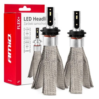 LED-valaistus // Light bulbs for CARS // Żarówki samochodowe led seria flex+ h7-1 12v 24v 6000k canbus amio-03661