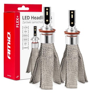LED-valaistus // Light bulbs for CARS // Żarówki samochodowe led flex+ h8 h9 h11 h16 12v 24v 6000k canbus amio-03663